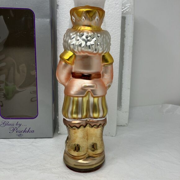 Vintage Hand Blown Glass Gold 10" Nutcracker by Peschka Christmas 1996 Figure - Picture 6 of 16